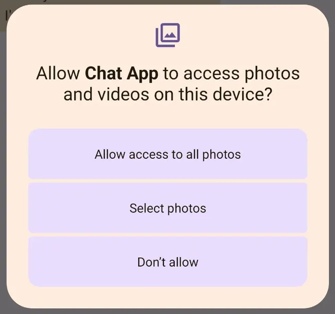 Usuários poderão conceder permissões para fotos específicas, toda a galeria ou negar o acesso (Imagem: Reprodução/Android Police)