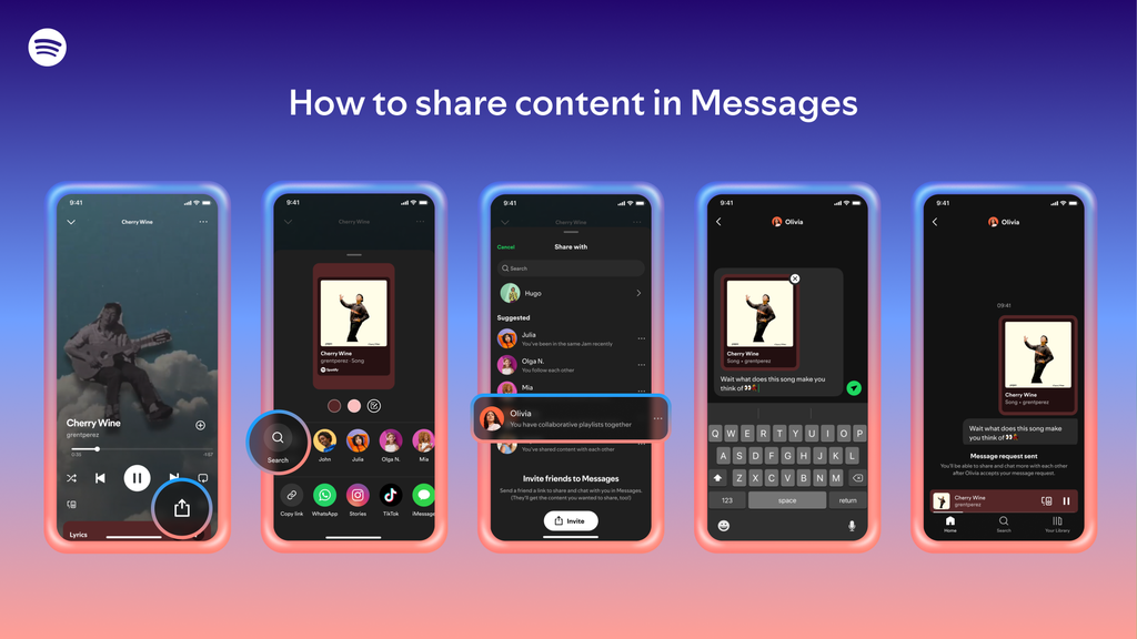 Passos para usar o recurso mensagens do Spotify