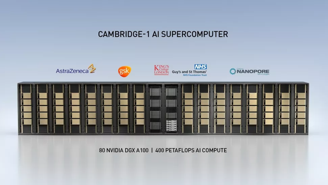 Composto por 80 computadores DGX A100, o Cambridge-1 será o supercomputador mais poderoso do Reino Unido (Imagem: Divulgação/Nvidia)