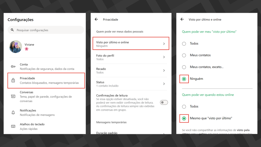 Passos para ficar offline no WhatsApp Web