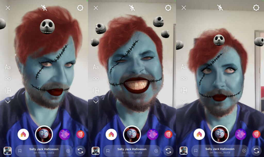 O filtro de Sally Skellington vai assustar geral no Halloween do seu Instagram (Imagem: Captura de tela/Fabrício Calixto/Canaltech)