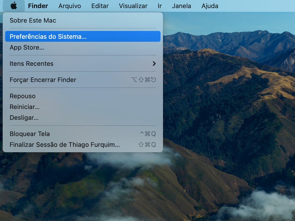 No Mac, vá ao menu de "Preferências de Sistema..." - Captura de tela: Thiago Furquim (Canaltech)