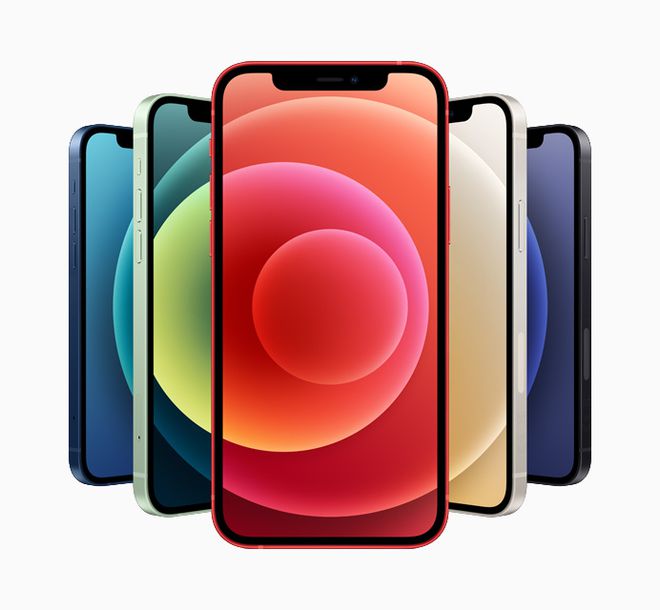 Dobrável viria em cores diversificadas como os modelos mais baratos do iPhone 12. (Imagem: Divulgação/Apple)