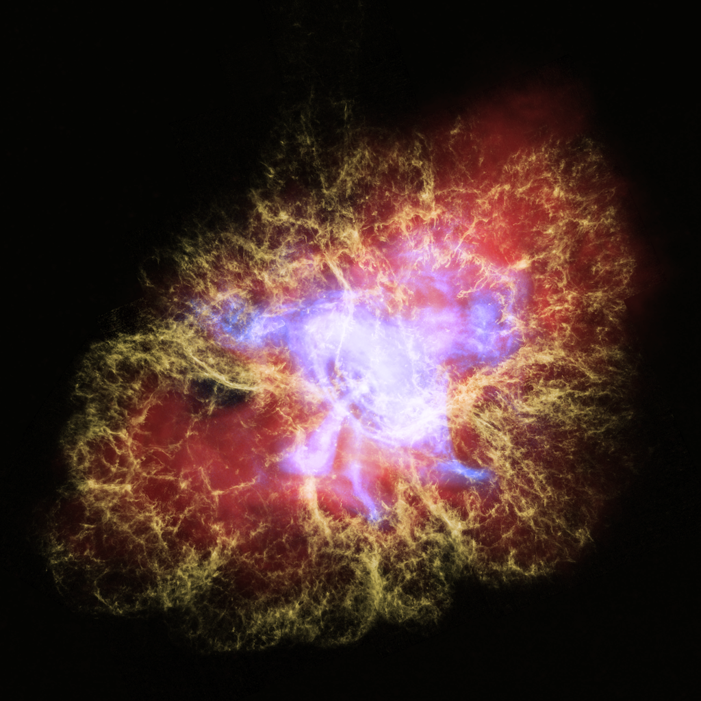 Nebulosa do Caranguejo em múltiplos espectros de luz (Foto: NASA)