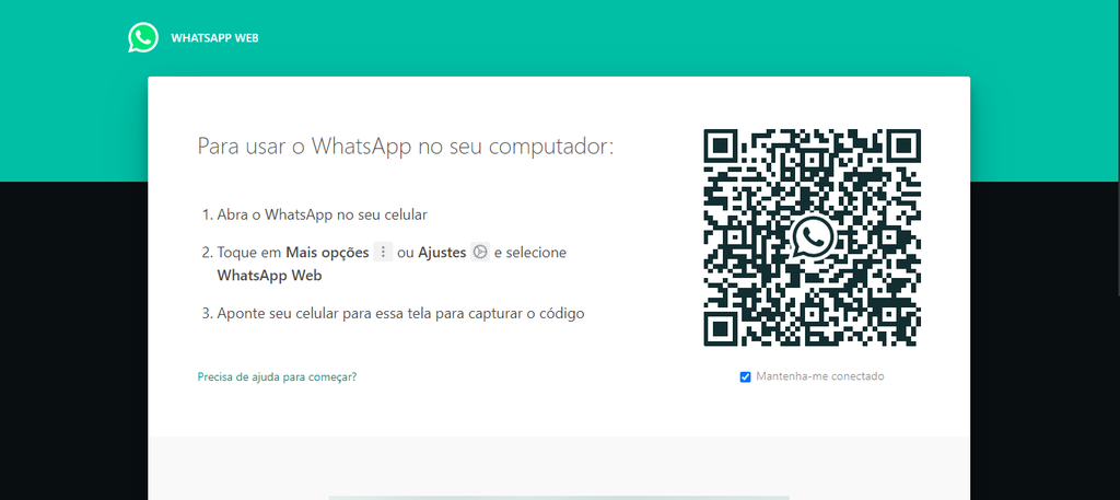 Acesse a plataforma do WhatsApp Web através do QR Code - (Captura: Canaltech/Felipe Freitas)
