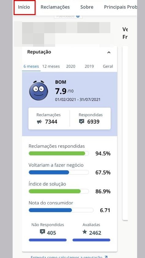 O Reclame Aqui atribui uma nota para cada empresa. (Imagem: Kris Gaiato/Captura de tela)