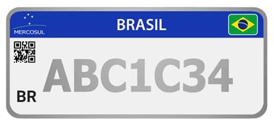 Placa Mercosul cinza e branca