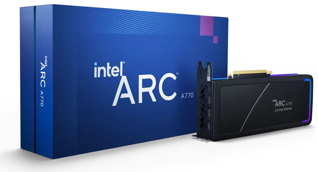 A Intel Arc A770 estreia globalmente em outubro, ao lado da Arc A750 e com mesmo preço de lançamento da RTX 3060 (Imagem: Intel)