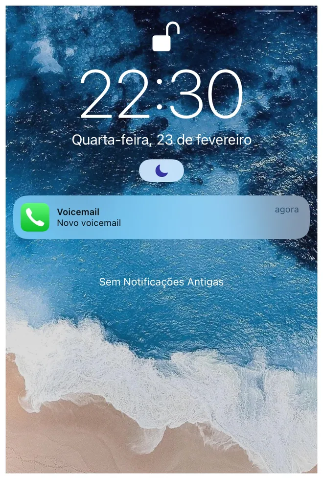 Alerta do Voicemail nas notificações do iPhone (Captura de tela: Lucas Wetten)
