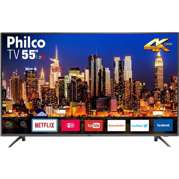 Smart TV LED 55" Philco PTV55F61SNT Ultra HD 4K Conversor Digital Integrado 3 HDMI 2 USB Wi-Fi com Netflix - Titanium [Cupom]