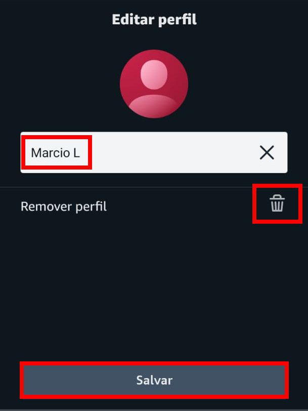 Edite o nome e clique em "Salvar" ou clique na "Lixeira" para remover um perfil (Captura de tela: Matheus Bigogno)