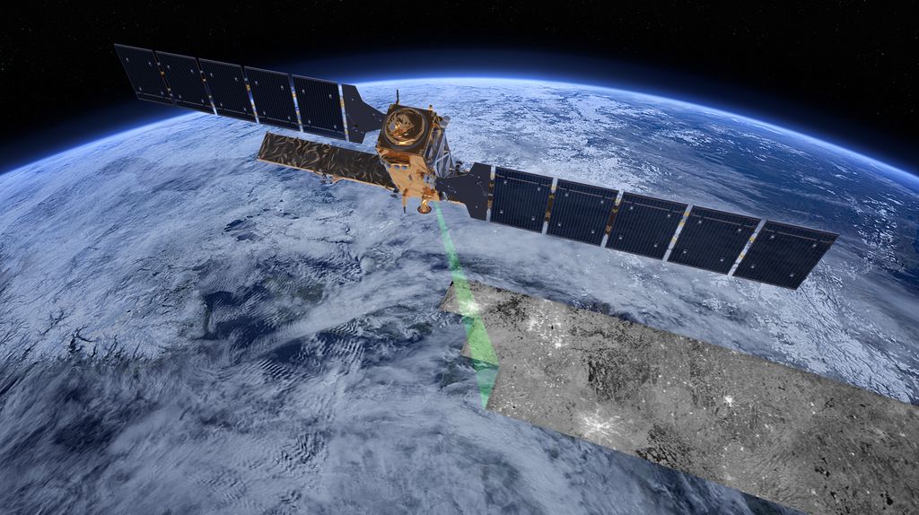 O Sentinel-1B mapeia a superfície da Terra em um ciclo que dura 12 dias ou 175 órbitas de polo a polo (Imagem: Reprodução/ESA)