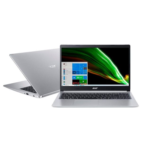 Notebook Acer Aspire 5 Intel Core i5-1035G1, 8GB, 256GB SSD, 15.6´ FHD 1920x1080, Windows 10 Home, Prata - A515-55-511Q