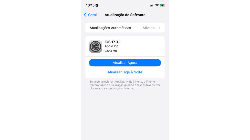 iOS 17.3.1 corrige problemas na exibição de texto no iPhone e iPad; Macs e Apple Watches também receberam atualização (Imagem: Captura de tela/Felipe Demartini/Canaltech)