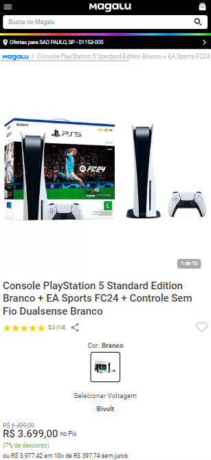 Console PlayStation 5 Digital Edition Branco + Controle Sem Fio Dualsense  Branco - Sony - Console PS5 - Magazine Luiza