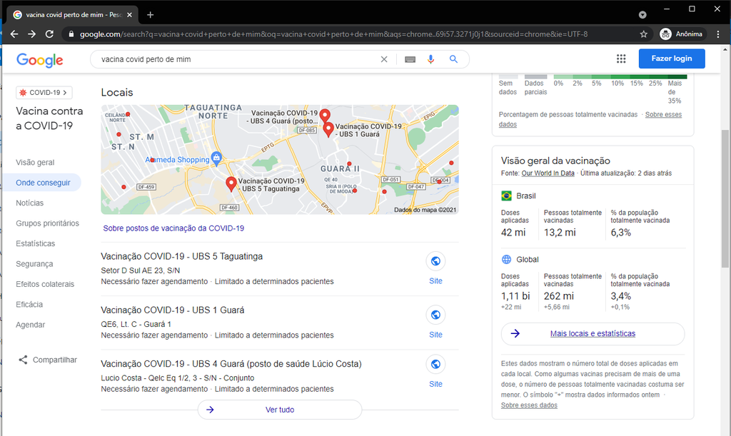 Os avaliadores do Google notaram a necessidade de criar um hub com informações sobre a Covid-19 (Imagem: Alveni Lisboa/Canaltech)