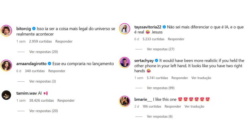 Comentários em post do Instagram Comentários em post do Instagram