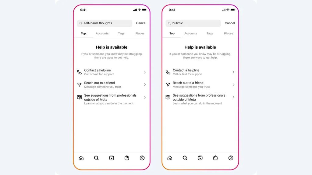 Pesquisas sobre suicídio e outros assuntos sensíveis são ocultadas (Imagem: Divulgação/Meta)