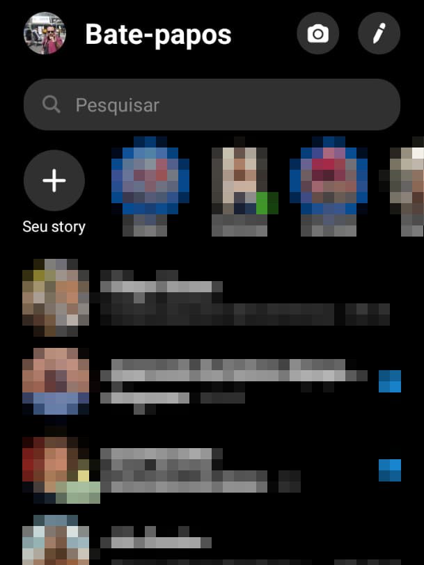 Abra o app do Messenger e escolha o contato com quem você gostaria de compartilhar a tela do seu celular (Captura de tela: Matheus Bigogno)