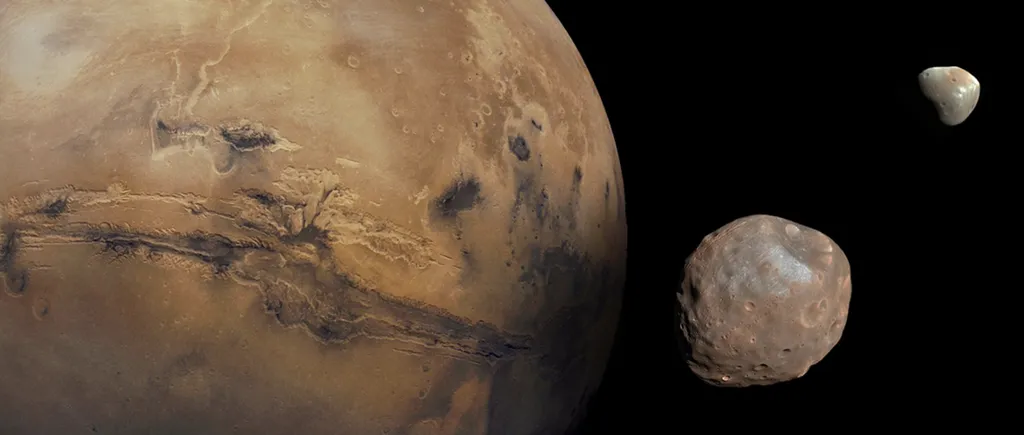 As luas Fobos e Deimos, de Marte, podem ter sido capturadas pela gravidade do planeta (Imagem: Reprodução/NASA)