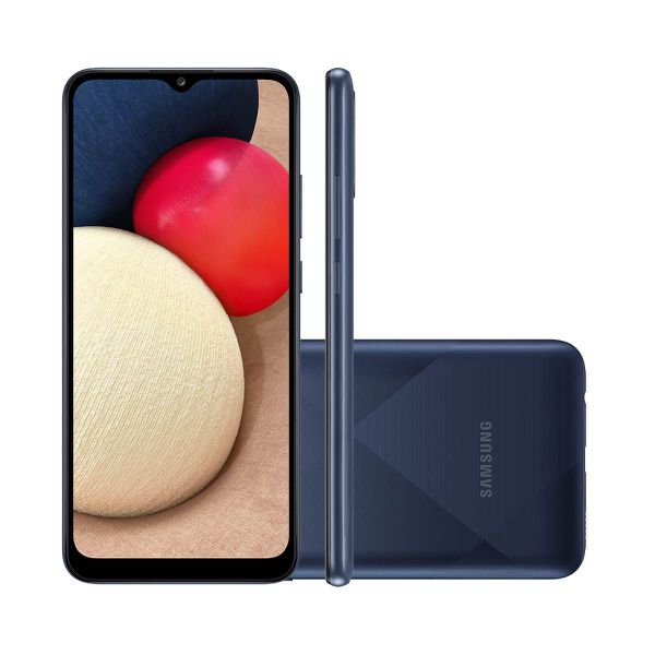 Smartphone Samsung Galaxy A02s 32GB Azul 4G Tela 6.5” Câmera Tripla 13MP Selfie 5MP Dual Chip Android 10.0