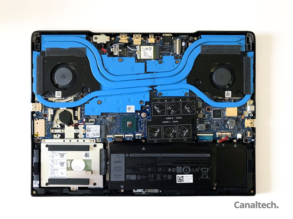 As entranhas do Dell G5 5590: notebook vem equipado com Nvidia GeForce GTX 1660 Ti, Intel Core i7-9750H e 16 GB de RAM DDR4-2666