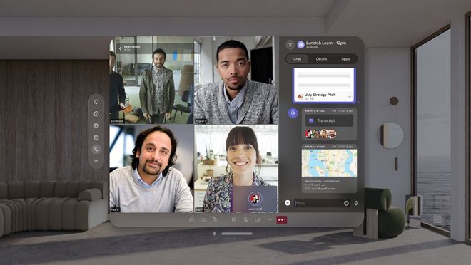 Durante as reuniões, os participantes não te verão com o Apple Vision Pro no rosto; IA vai gerar persona e reproduzir movimentos em avatar virtual (Imagem: Divulgação/Microsoft)