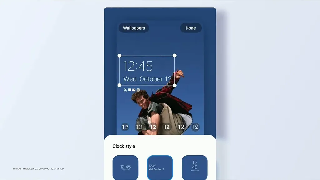 Tela inicial da One UI 5 também será personalizável e bastante parecida com o que temos hoje no iOS 16 (Imagem: Reprodução/Samsung)