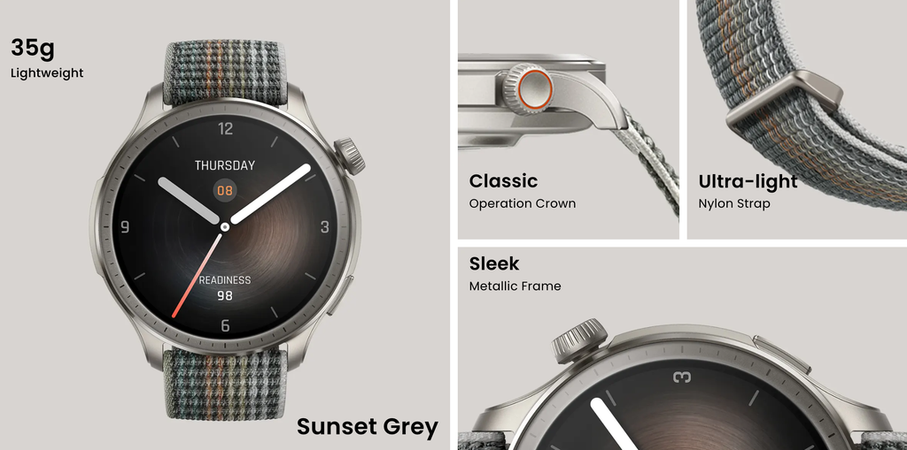 Amazfit Balance chega com corpo de metal e design clássico de formato circular (Imagem: Reprodução/Amazfit)