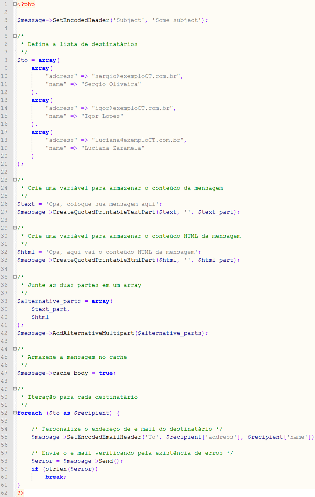 Código envio e-mail em massa PHP
