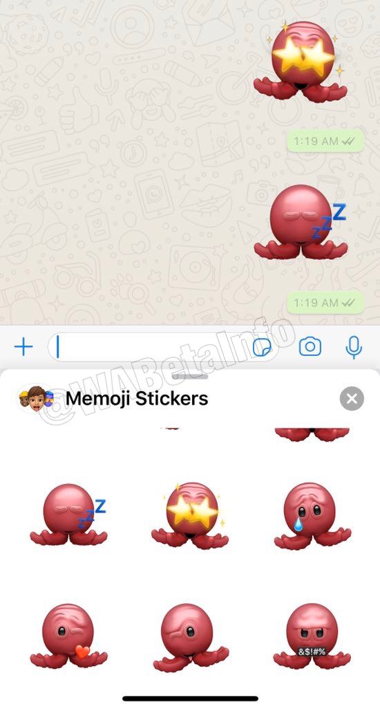 Os Memojis finalmente chegam ao WhatsApp (Captura: WABetaInfo)