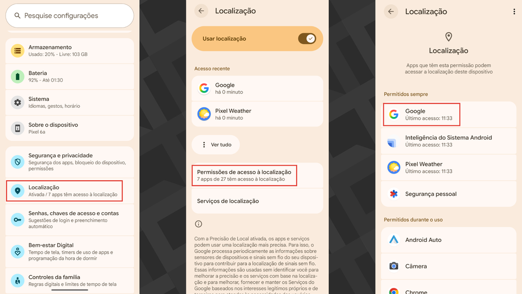 Passos para retirar a permissão de acesso à localização de algum app