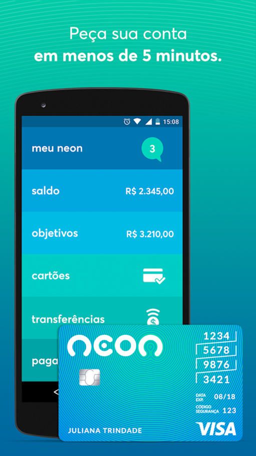 O Banco Neon era conhecido por suas contas correntes digitais (Imagem: Divulgação / Banco Neon)