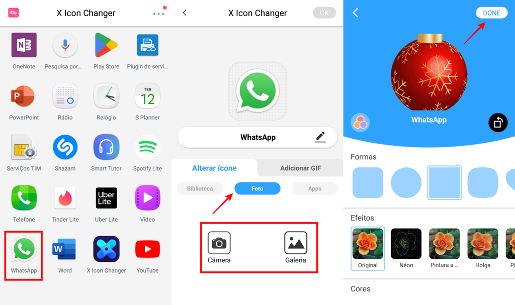 Você pode deixar seu WhatsApp no clima de Natal e Ano Novo trocando o ícone do app (Imagem: Captura de tela/Fabrício Calixto/Canaltech)