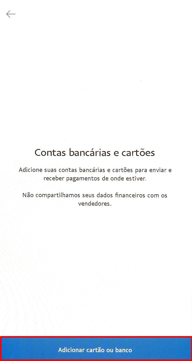 Em seguida, toque em "Adicionar cartão ou banco" - (Captura: Canaltech/Felipe Freitas)