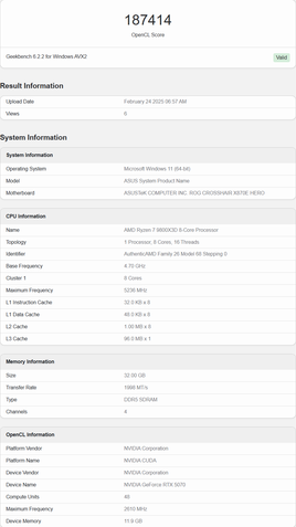 NVIDIA GeForce RTX 5070 OpenCL