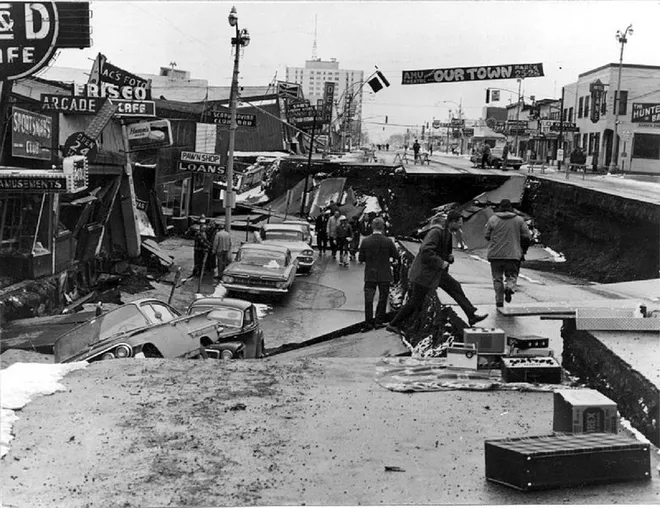 Terremoto no Alasca em 1964, conhecido como Good Friday Earthquake (Imagem: USGS/Wikimedia Commons)