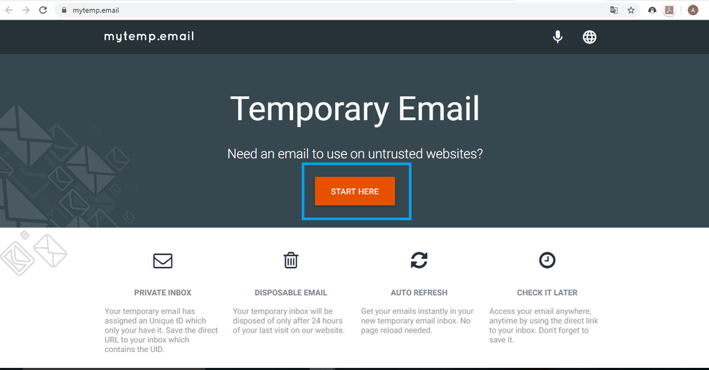 E-mail temporário gratuito: MyTemp E-mail (Captura de tela: Ariane Velasco)