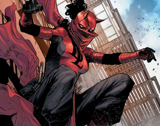 Elektra assume a posição do Demolidor com direito a novo traje (Imagem: Reprodução/Marvel Comics)