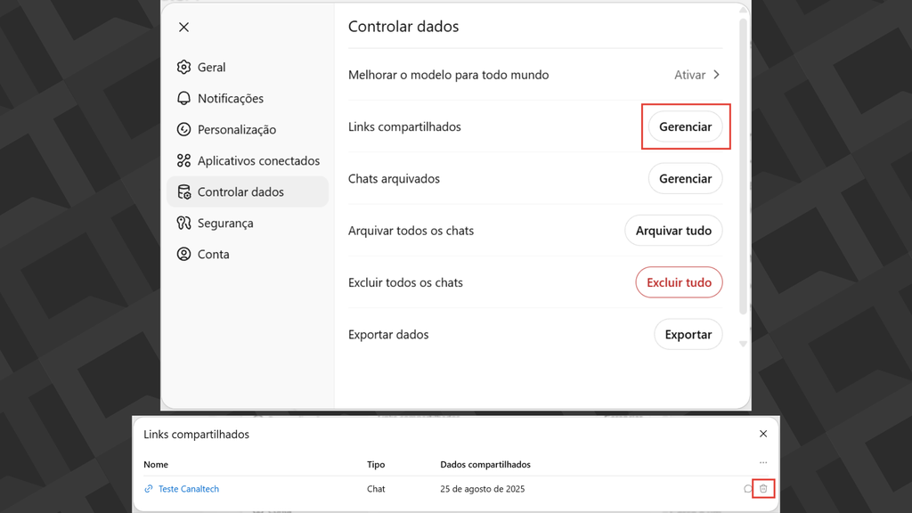 Passos para remover o compartilhamento público de conversas no ChatGPT