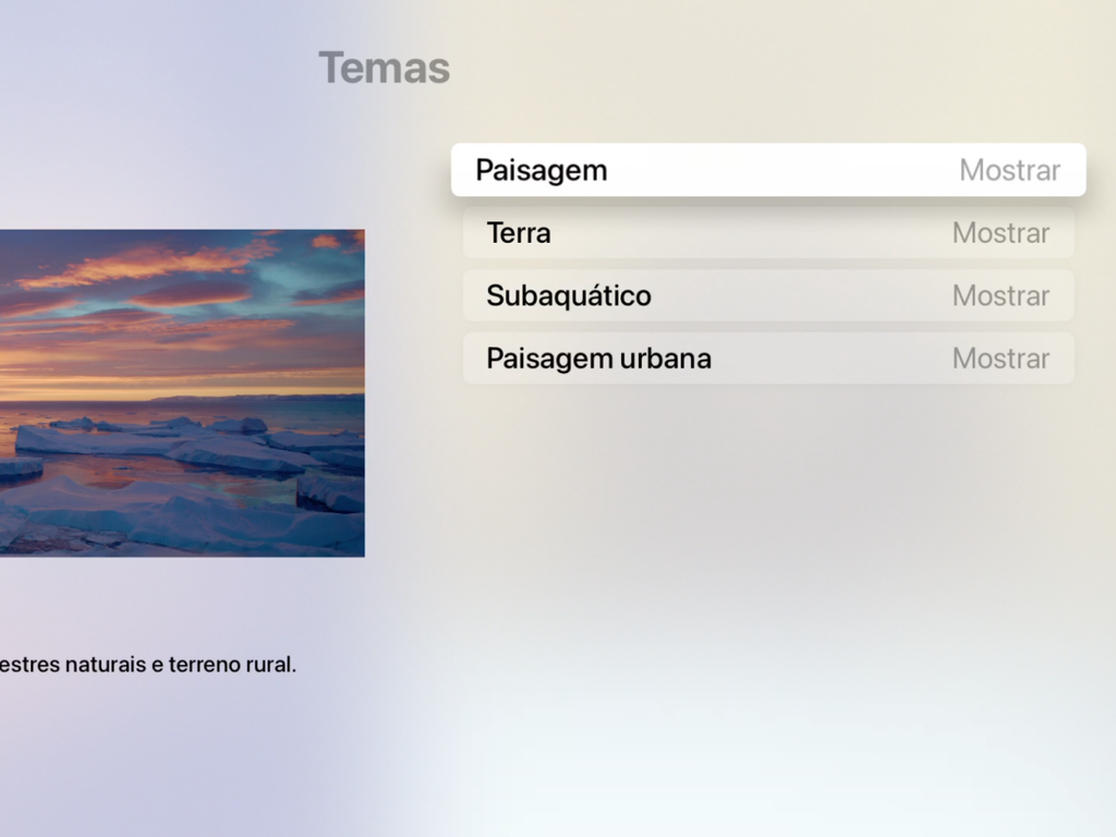 Escolha o tema de exibição das imagens baixadas do servidor da Apple para o protetor de tela - Captura de tela: Thiago Furquim (Canaltech)