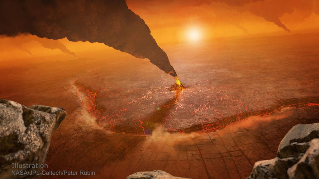 Não se sabe ao certo se há vulcões ativos em Vênus porque as condições do planeta dificultam (e impedem) estudos de sondas na superfície (Imagem: Reprodução/NASA/JPL-Caltech/Peter Rubin)