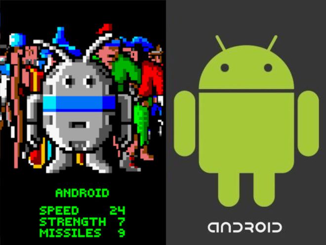É possível notar certa semelhança entre o "Android" de Gauntlet e o Bugdroid (Imagem: Reprodução/Epyx/Google)