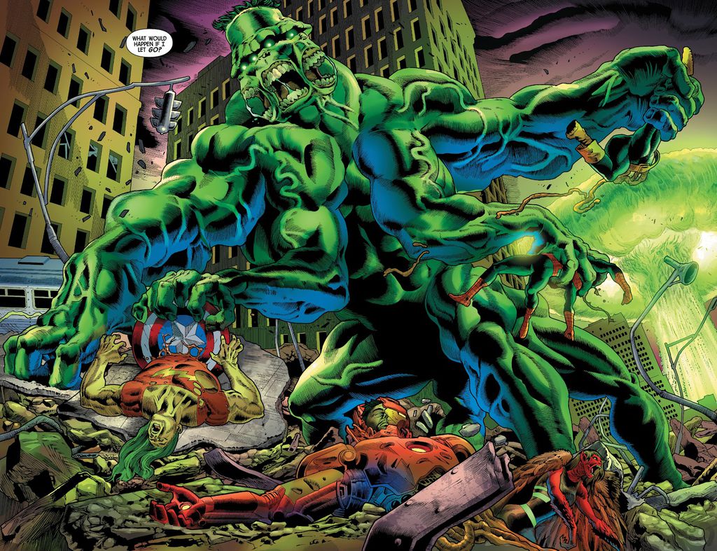 Cena de Immortal Hulk nº 33, com o herói em uma forma bem grotesca (Imagem: Reprodução/Marvel)