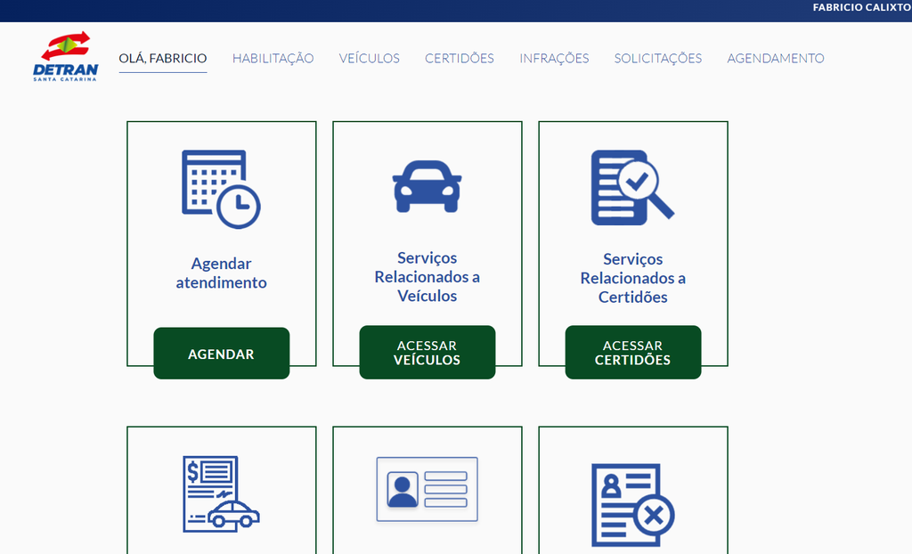 O Detran Digital SC permite fazer a renovação da sua carteira de motorista (Imagem: Captura de tela/Fabrício Calixto/Canaltech)