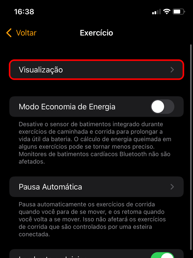 Abra a visualização de exercícios do Apple Watch - Captura de tela: Thiago Furquim (Canaltech)