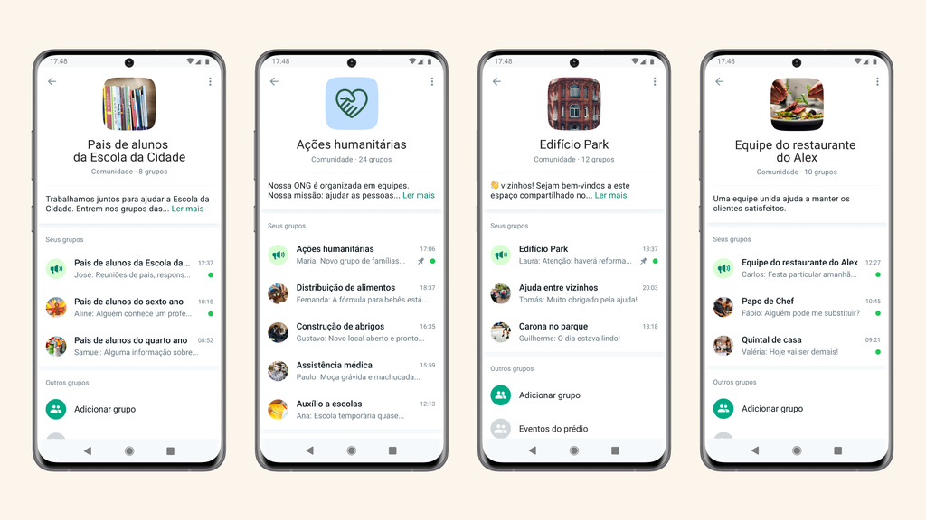 Telas das comunidades no WhatsApp