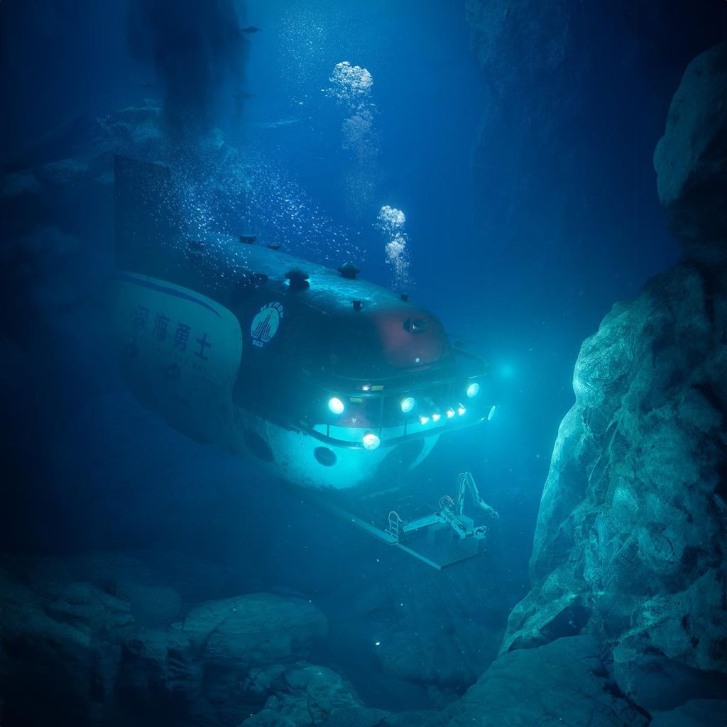 O submarino tripulado Shen Hai Yong Shi, da NIGPAS, que levou os cientistas à dorsal oceânica para o estudo (Imagem: NIGPAS)