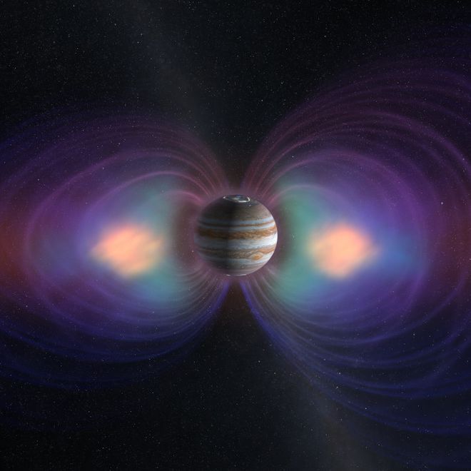 A magnetosfera joviana (Imagem: Reprodução/NASA)