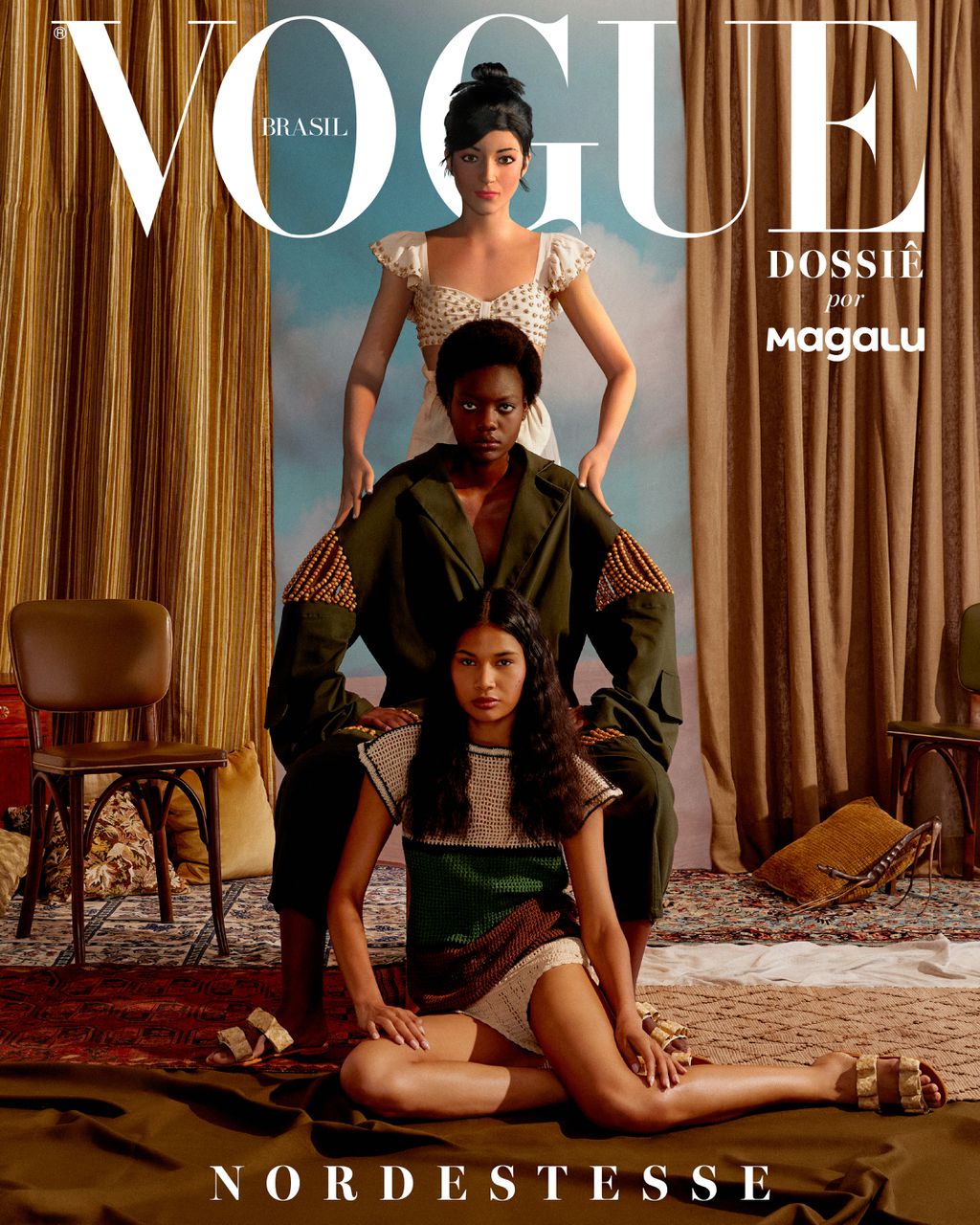 Lu é a primeira influenciadora virtual brasileira a estampar a capa da revista Vogue (Imagem: Divulgação/Magalu)